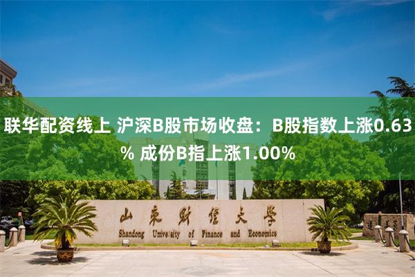 联华配资线上 沪深B股市场收盘：B股指数上涨0.63% 成份B指上涨1.00%